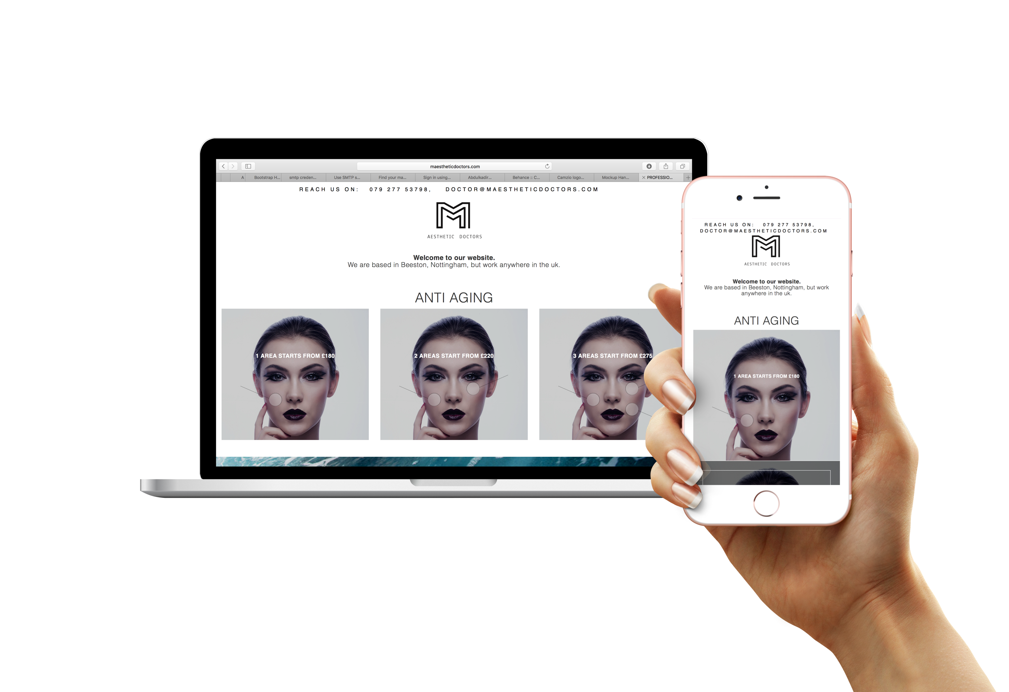 Maesthetic website landing page preview.