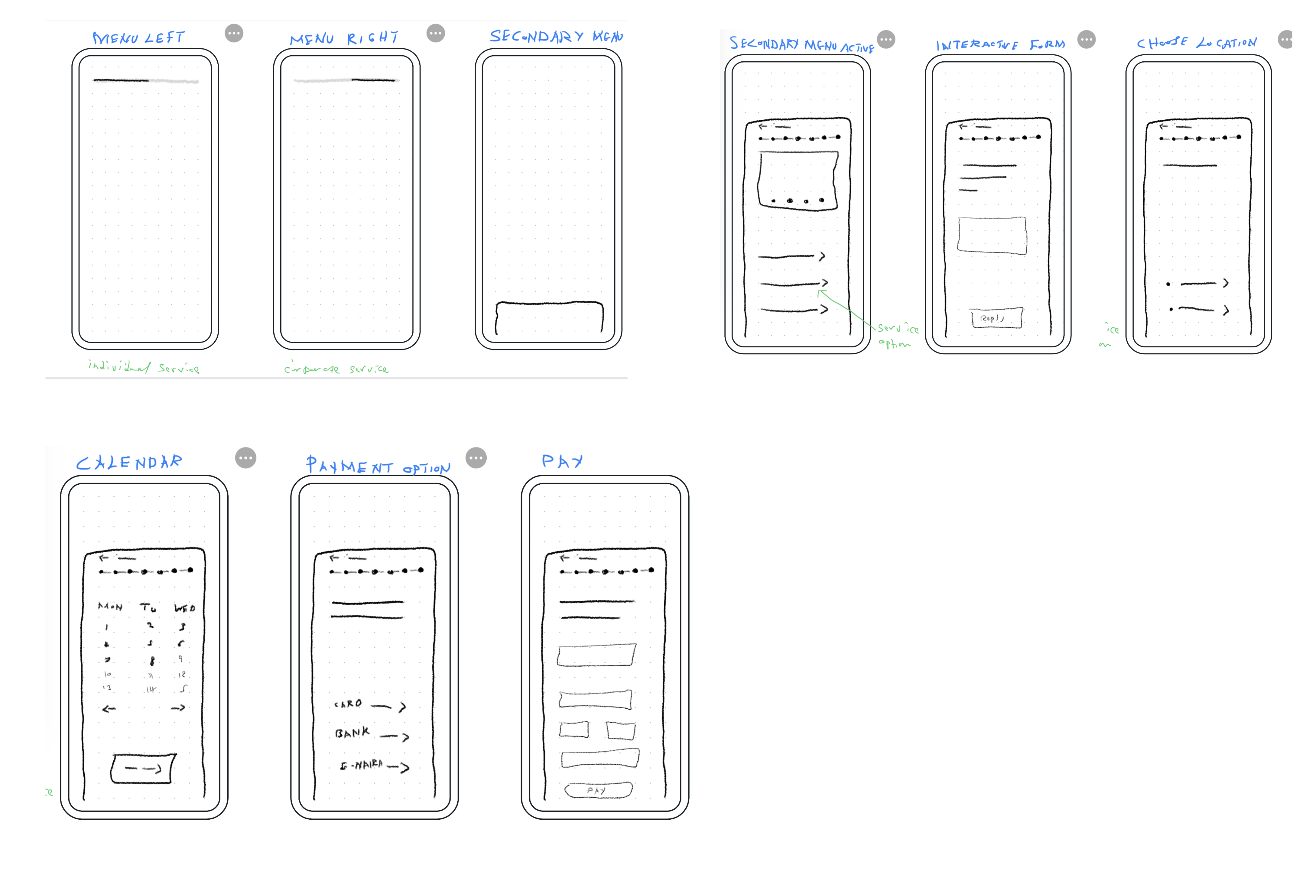 UX sketch and ideation samples.