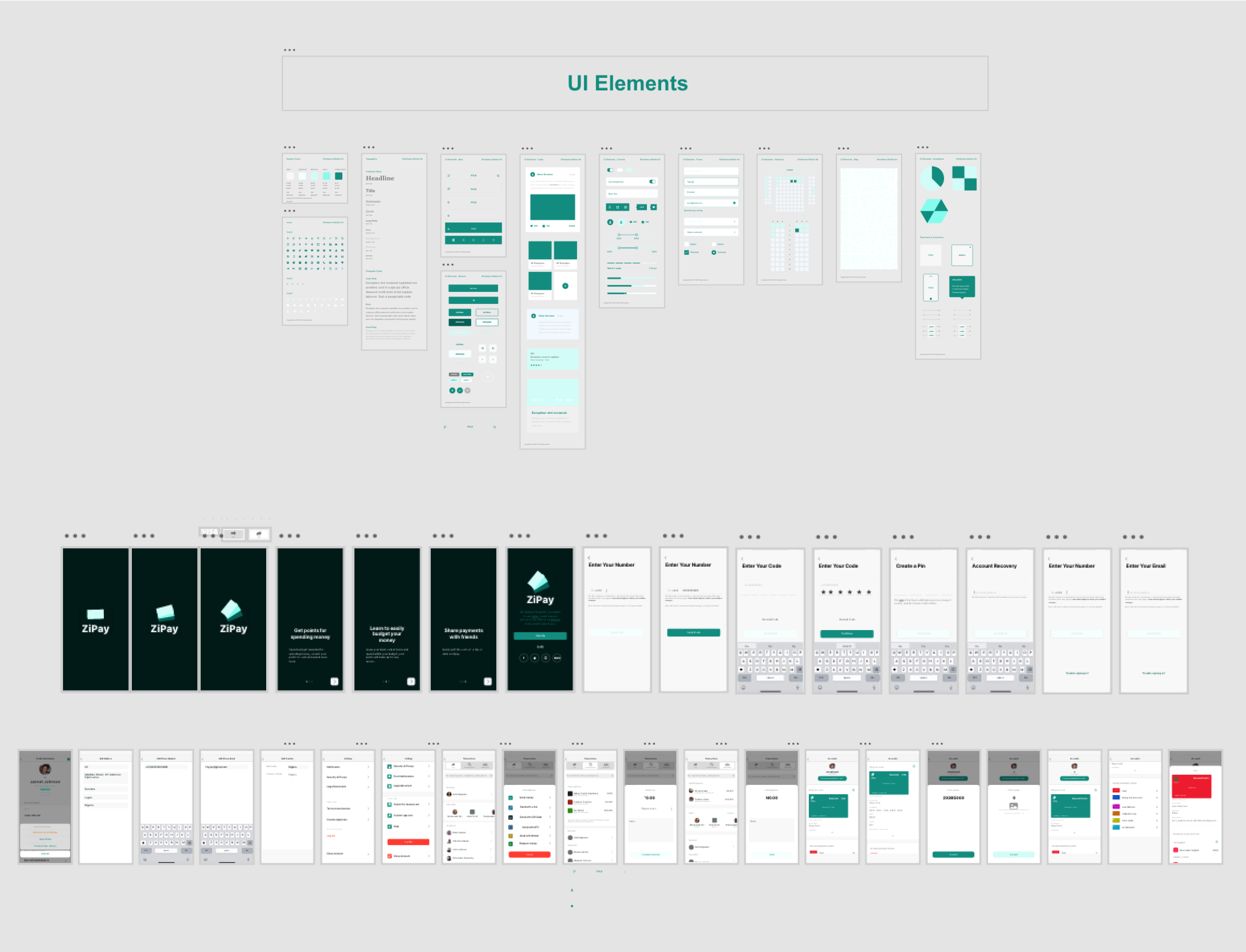 Zi Pay UI elements and style foundation.